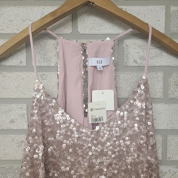 NSR Metallic Pink Sequin Racerback Tank Top Size Small - Picture 3 of 7